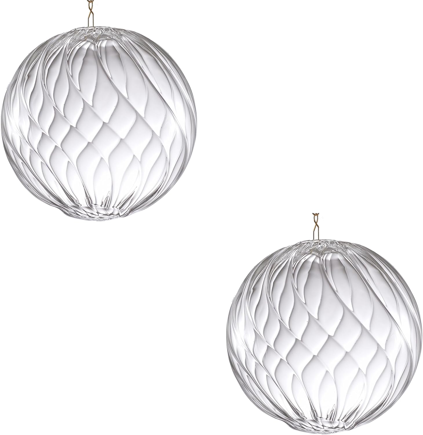 Clear Ribbed Blown Glass Shade Replacement for Light Fixtures, 4" Diameter, Round Globe Shade with Spring Clip for Chandelier Pendant Lights, 4 of Pack
