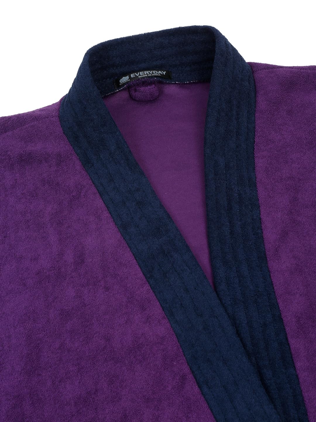 CREEVA Everyday Unisex Micro Terry Bathrobe Collection With kimono collar and 1 Pocket, 3/4 Sleeve Bath Robe Super Soft Light Weight - Indigo & Navy - Image 6 thumbnail