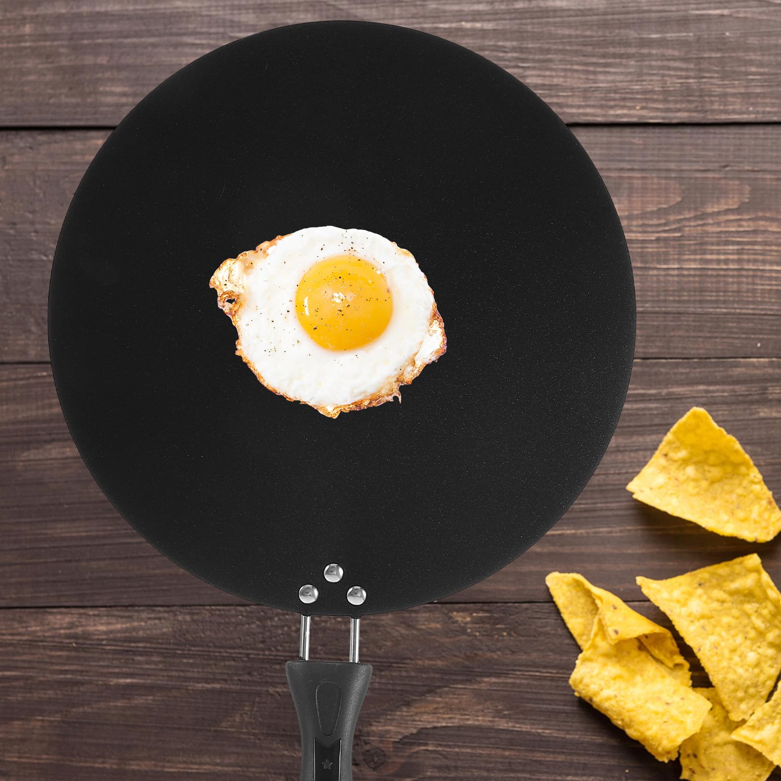 SUPVOX Padella Antiaderente per Crepes con Manico, Ferro Nero | Facile da Pulire, Uso Domestico e Ristorante, Formato Piano per Omelette e Tortilla