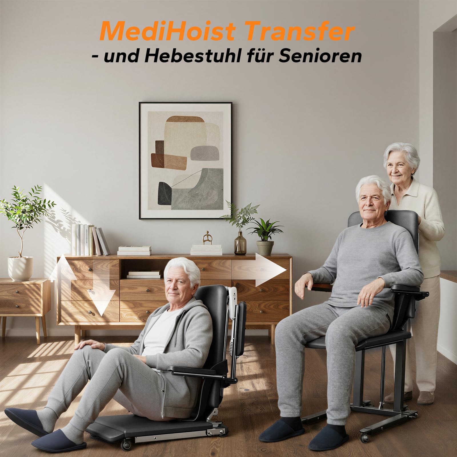 Elektro Aufstehhilfe 200 KG Tragfähigkeit für Senioren, Schwarz | Upgrade Stahl Aufstehhilfe Senioren, PU Polster, Für Heim, Krankenhäuser & Pflegeeinrichtungen
