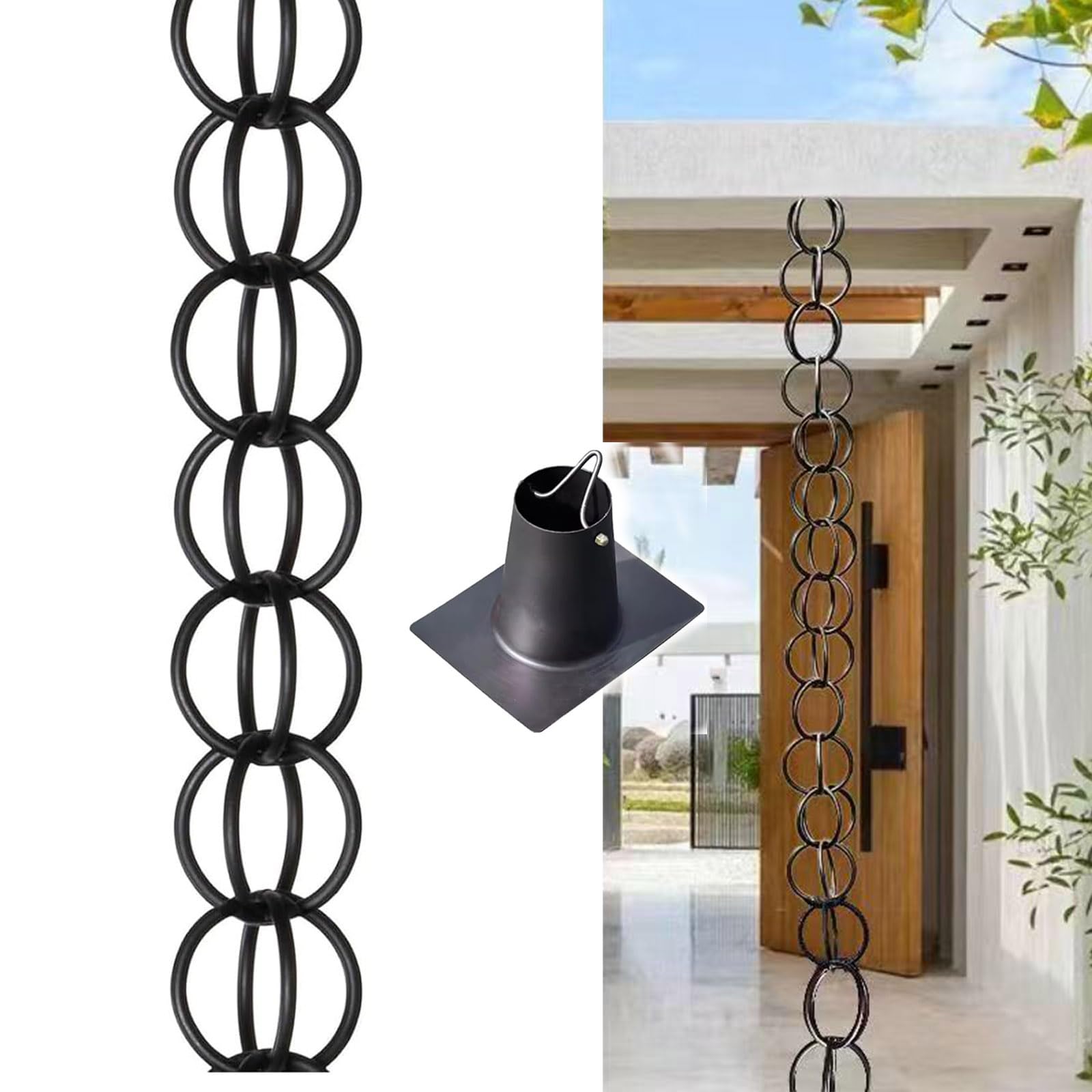 Chaine de Pluie Gouttière,pour l'extérieur,ChaîNe Attrape,pour l'extérieur,décoration de Jardin et de Maison,Élégante et Écologique,pour gouttières,Système de Récupération d'eau