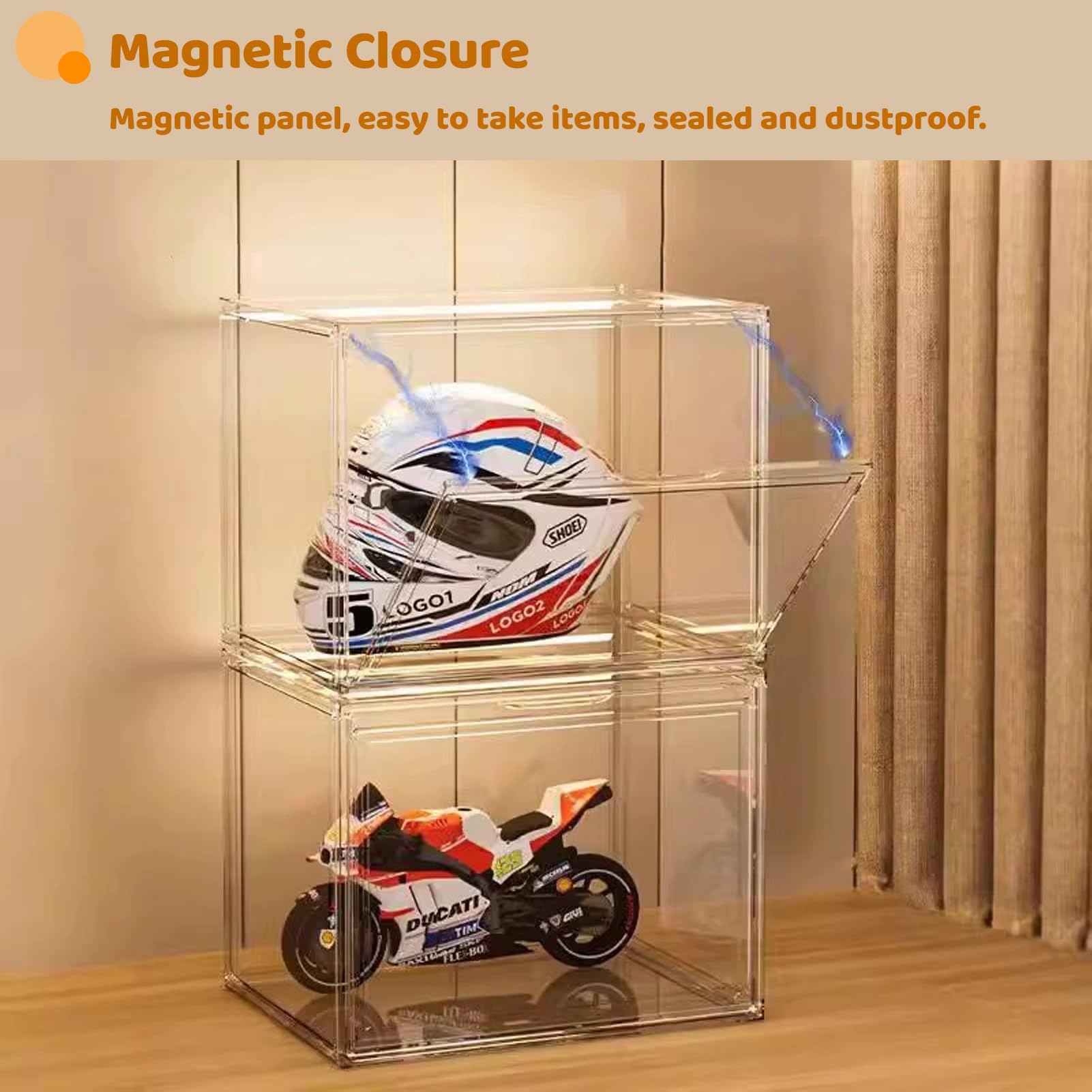 Casco Obra Vitrina de Acrílico Transparente para Cascos de Fútbol Americano, Armarios de Oficina para Guardar Cascos de Seguridad, Armarios de Seguridad contra Incendios(Five Boxes)