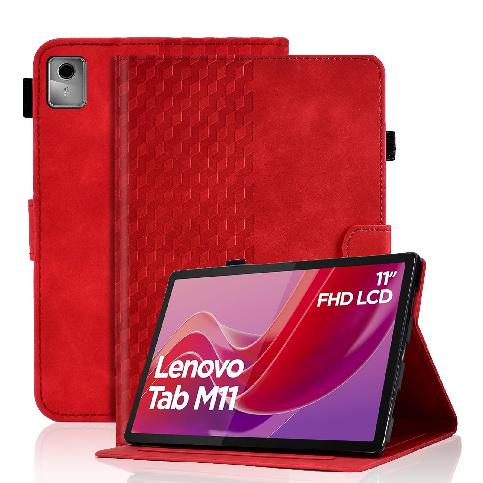 Varohix Case for Tab M11 11 Inch Cover (Model:TB330FU) Magnetic PU Leather Folio Adjustable Stand Case Foldable Card Holder Multi-Angle Tab M11,Red