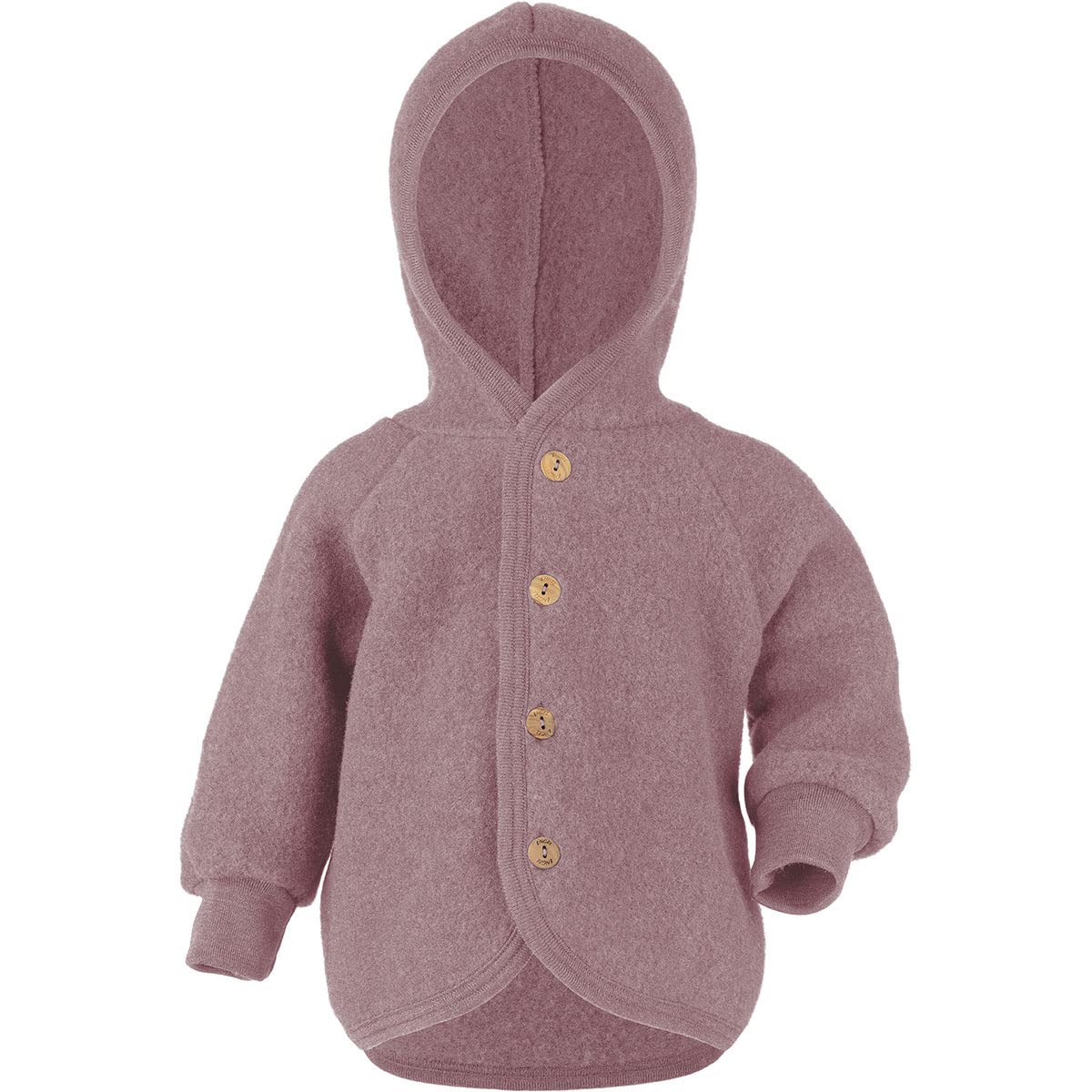 Engel Baby Jacket with Hood Wool Fleece (Walnut Melange, 110-116), Walnut melange
