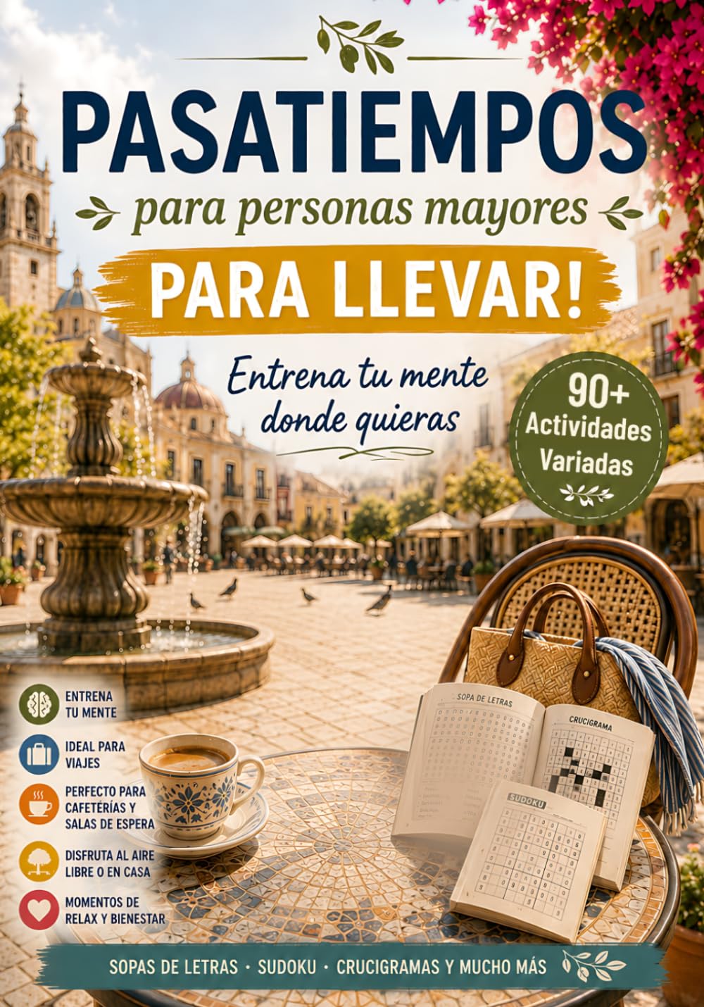 Pasatiempos para llevar: Letra grande para personas mayores – Sopas de letras, sudokus, crucigramas y mucho más para disfrutar en cualquier lugar