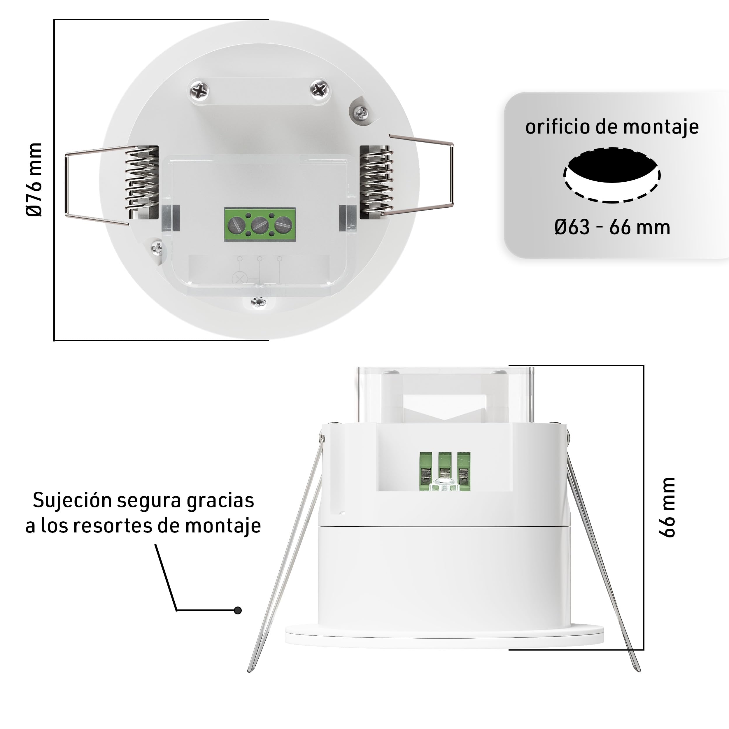 Oktaplex Noa Juego de 2 detectores de presencia para techo 24 GHz 360° IP65 Detector de movimiento radar 6 m Adecuado para baño Encastrado plano Blanco 230 V