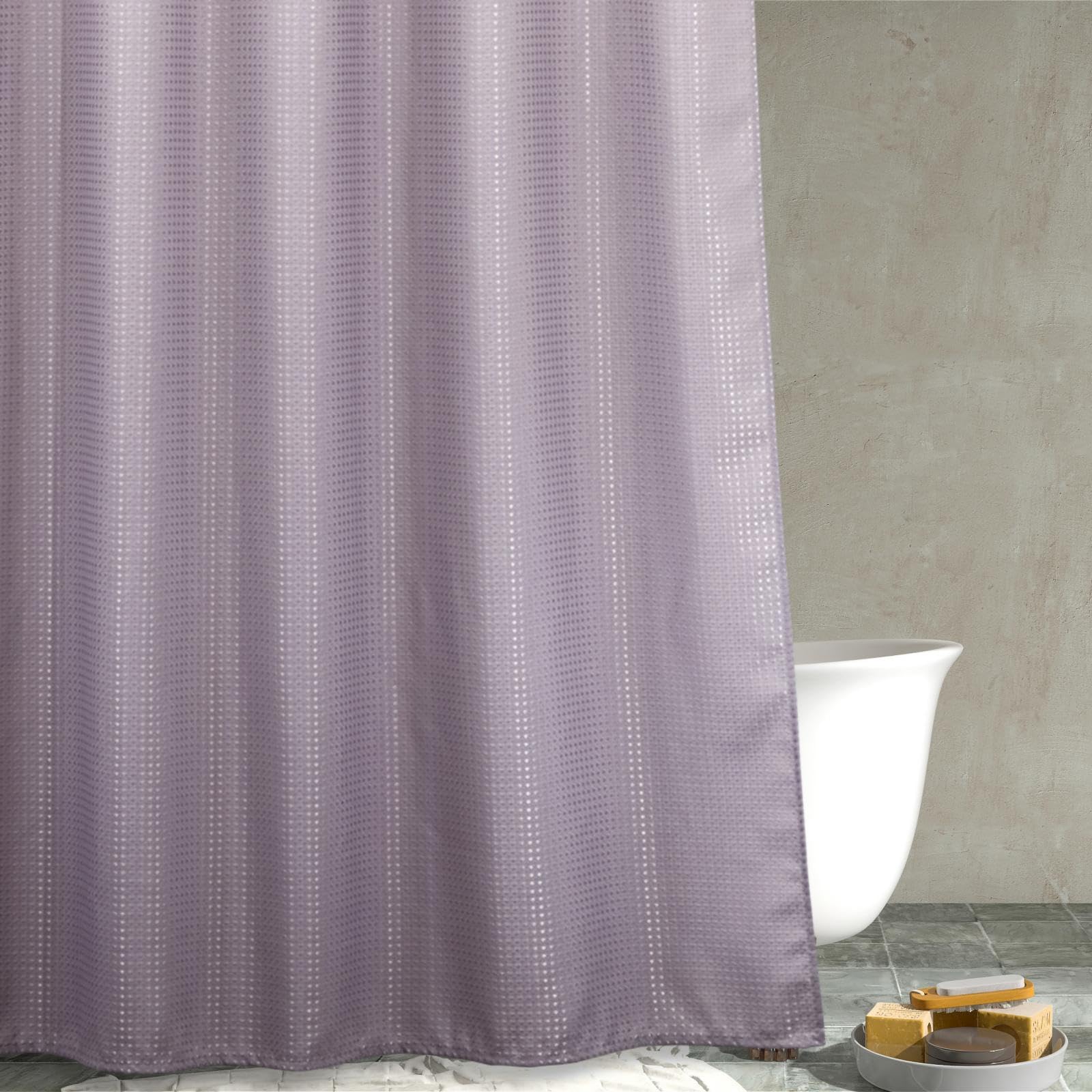 Lavender Bathroom Shower Curtain: Water Repellent Heavy Duty, 214Lx183W