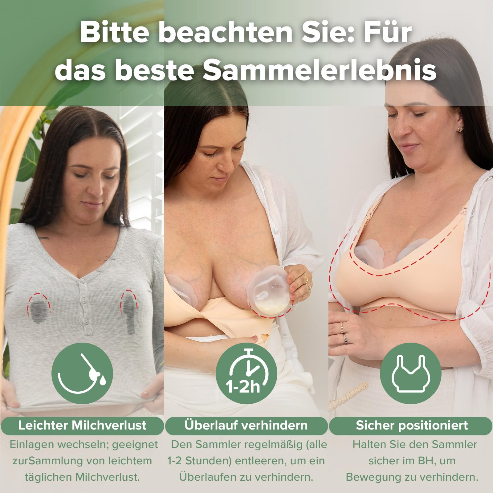 haakaa Petal Soft Silikon-Milchauffangbehälter 丨 Diskreter, auslaufsicherer Muttermilchauffangbehälter, wiederverwendbare Brustschalen, Milchauffangbecher zum Stillen mit Reinigungsbürste – 2 Stück