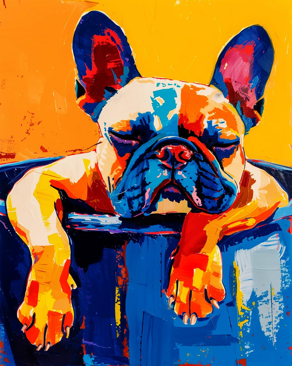 LIUBAISHI Paint by Numbers for Adults, French Bulldog, 40x50 cm, Acrylic on Canvas, with Brushes and Paints