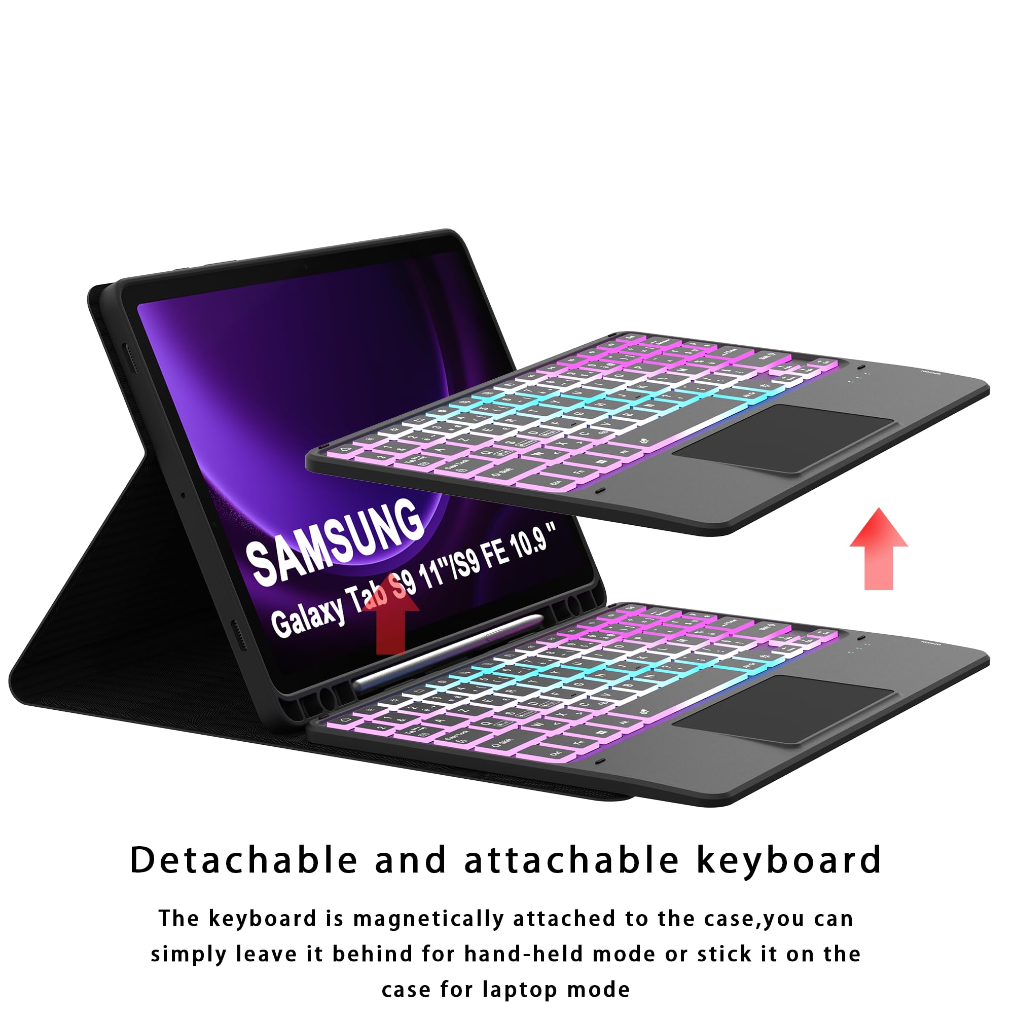 Coque Clavier Pour Samsung Galaxy Tab S10 Lite S10 FE/S9 FE/S9 10.9": Clavier RéTroéClairé 7 Couleurs Pour S10Lite Tablet 2025 - Claviers Azerty Français Sans Fil DéTachable Avec Support De Stylet