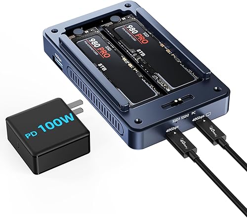 Miniatura 1 de ACASIS - Carcasa SSD M.2 NVMe de 40 Gbps, ventilador de refrigeración, compatible con 40 Gbps  USB 4.0, sin herramientas, doble monitor de base de