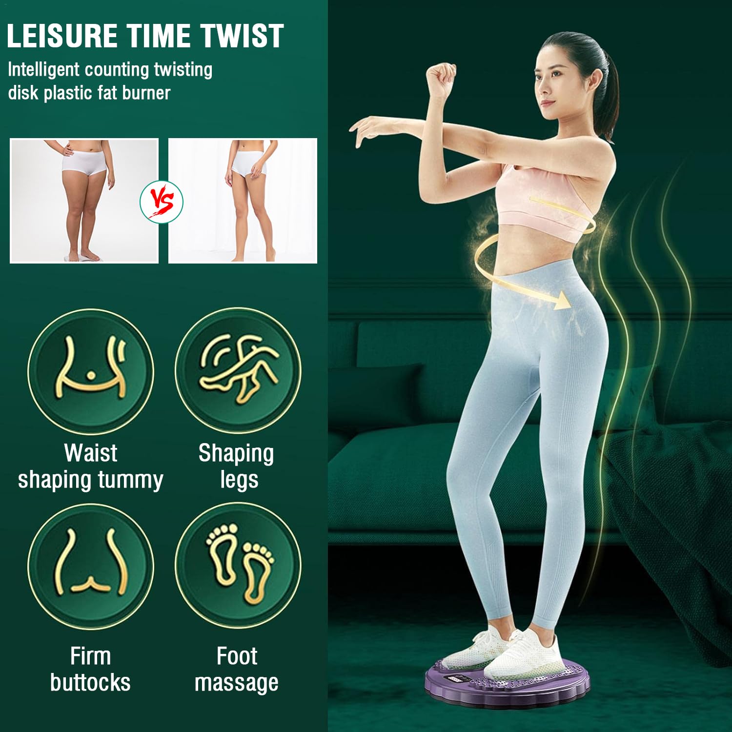 Twist Waist Disc mit Zähler,Taillentwister Abnehmen Geräte,Fit Twist Sportgerät, Bauchtrainer Drehscheibe Aerobic-Training für Fußmassage und Taille Übung
