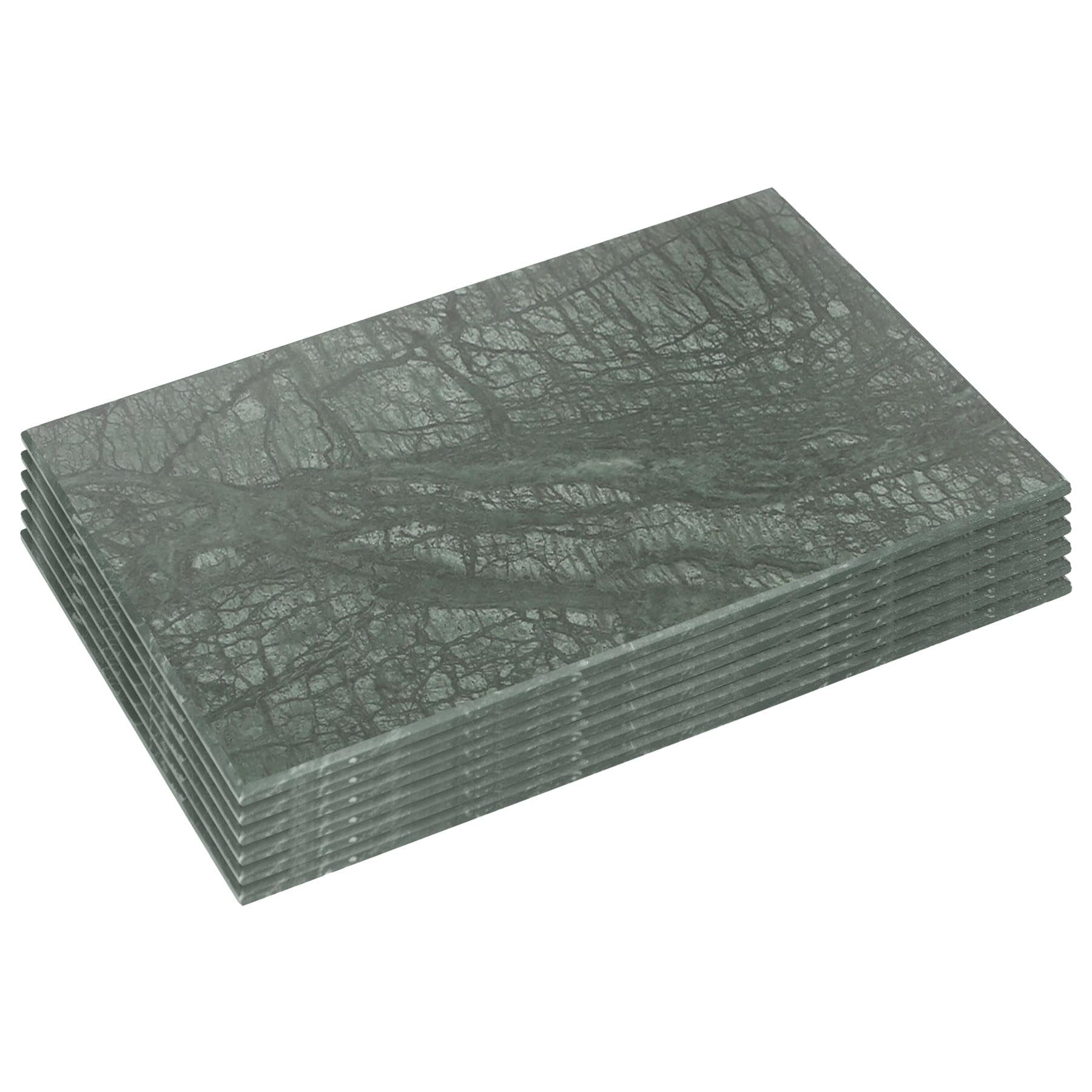 Argon Tableware Marble Placemats - 30 x 20cm - Green - Pack of 6 - Rectangle Placemats Dining Mat Table Mat Plate Serving Trays for Appetizers, Lunch, Mains, Parties, Food Presentation