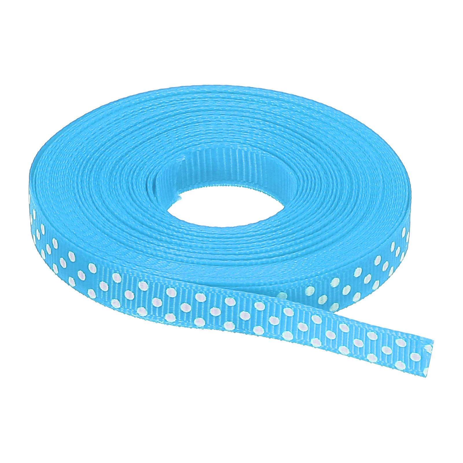 sourcing map Grosgrain Ribbons 25 Yards 3/8 Inch Sky Blue with White Dots Ribbon Bow Decoration for Crafts Gift Wrapping Wedding DIY Handmade