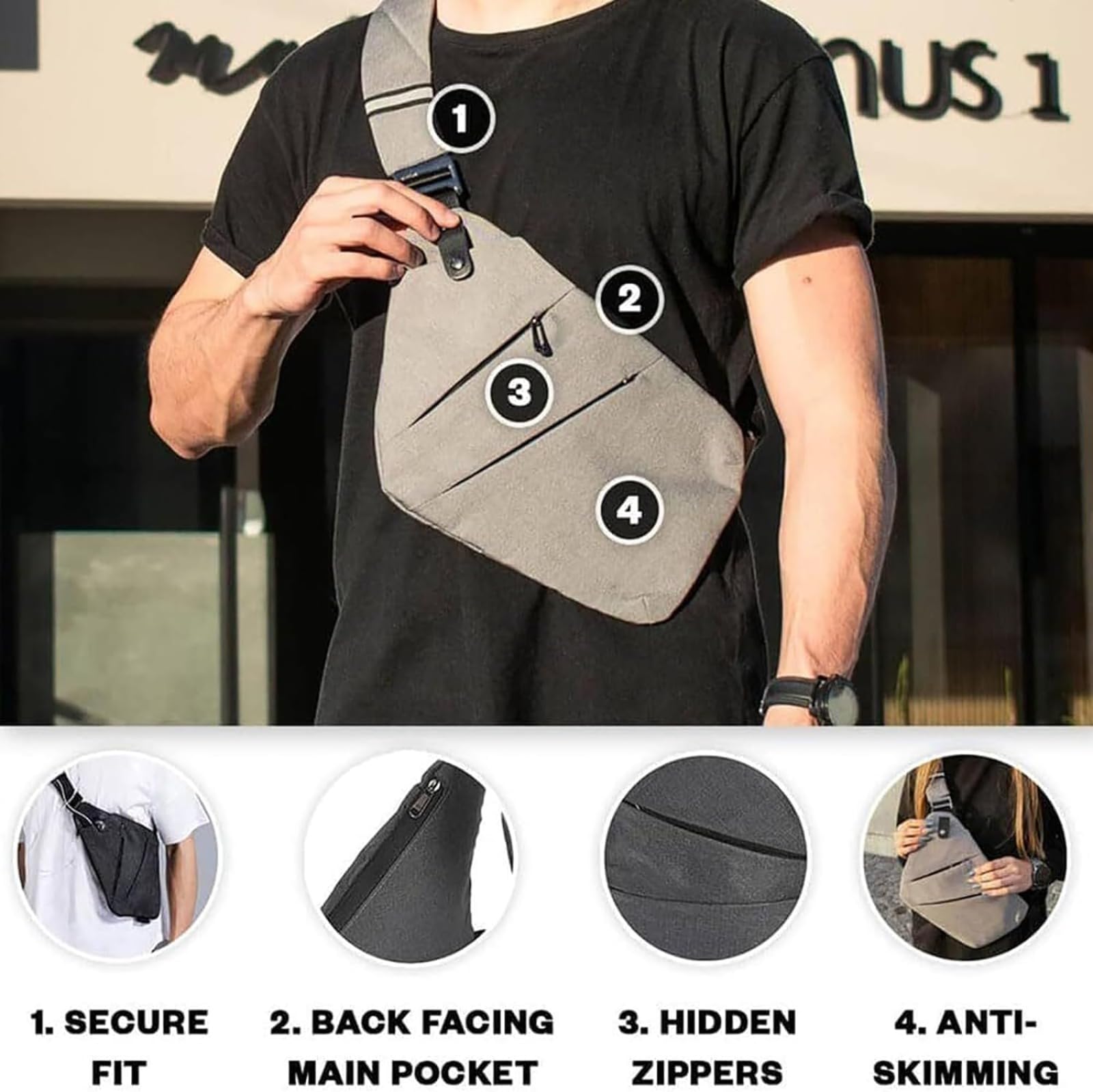Sacs à bandoulière antivol en Nylon pour Homme Femme Voyage Cyclisme Randonnée