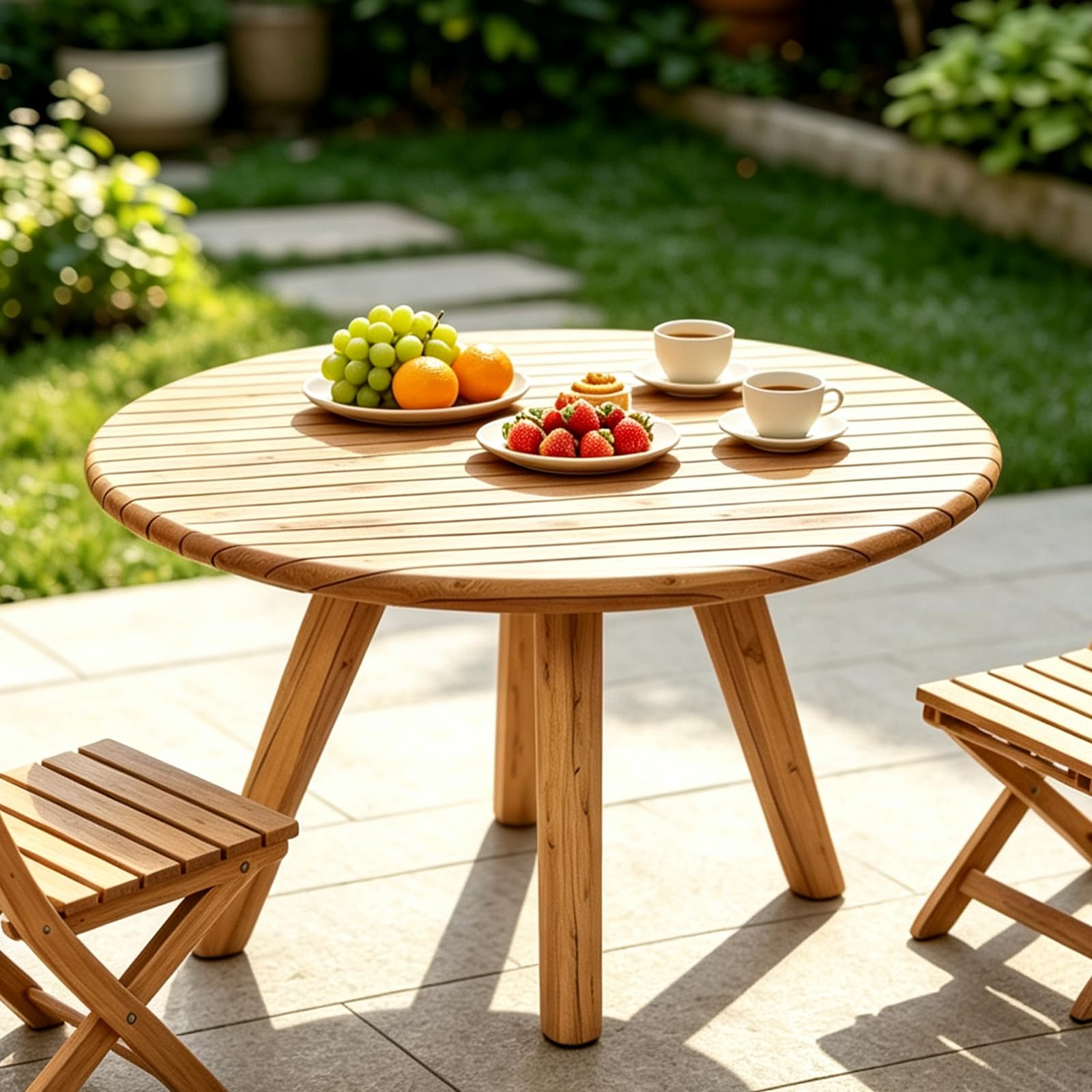 Elastic Round PVC Tablecloth Waterproof Wood Grain Print Table Cover(Large)