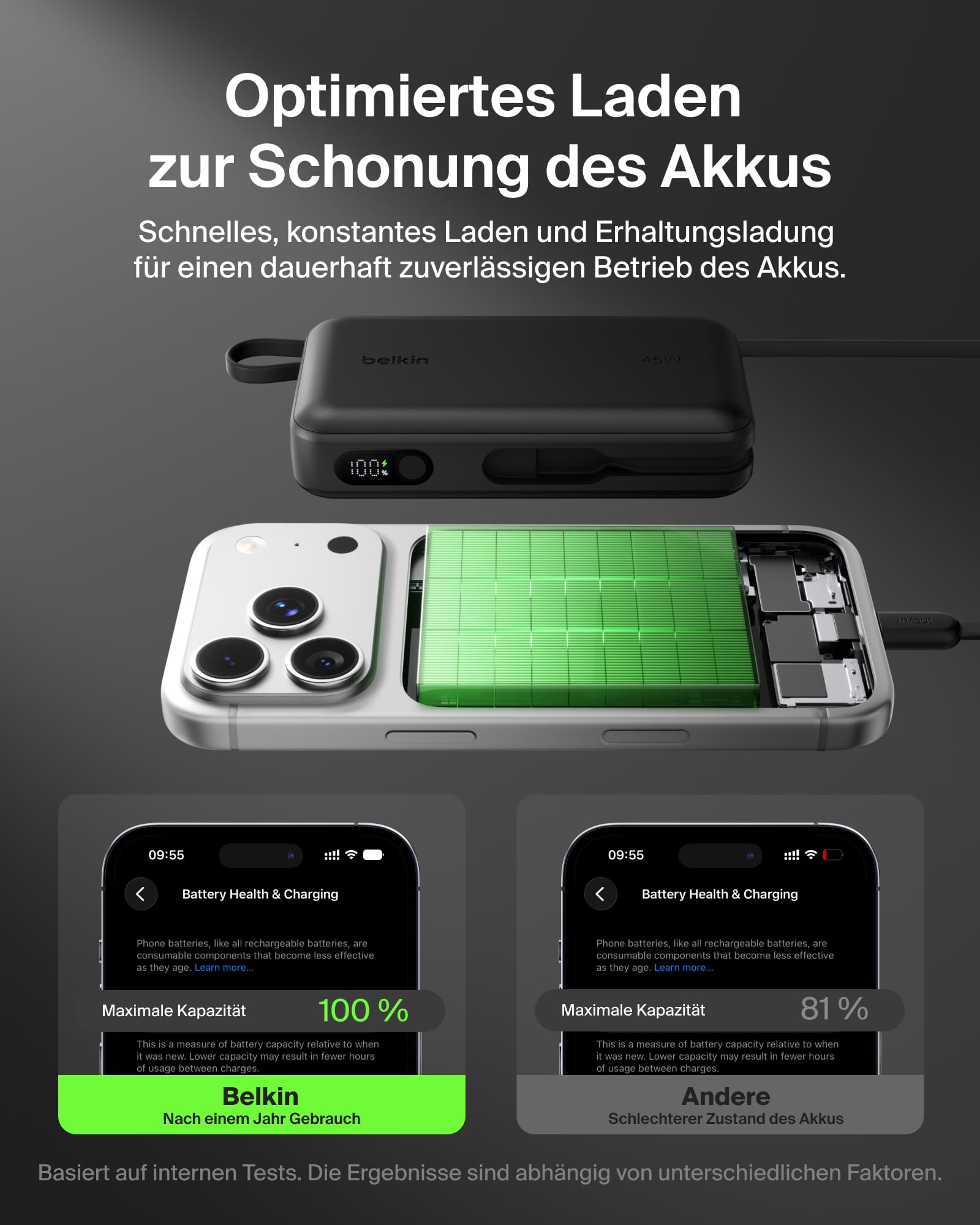 Belkin UltraCharge 20000mAh Power Bank, USB-C-Kabel und Anzeige – Schwarz