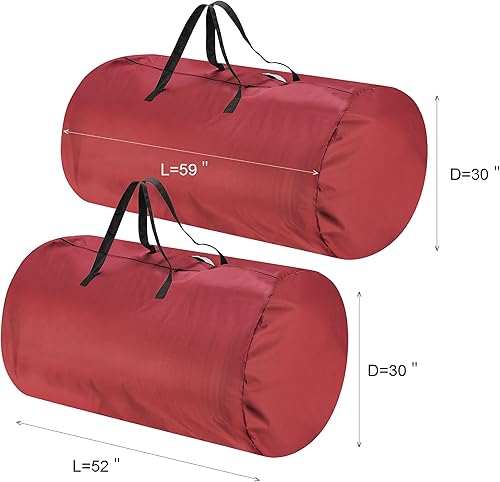 Miniatura 12 de Tiny Tim Totes Bolsa de almacenamiento para árbol de Navidad, lona redonda de alta calidad, se adapta a árboles de hasta 12 pies, color rojo