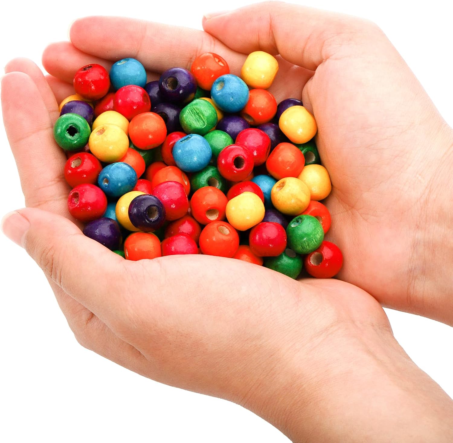 Cedilis 2000 Pcs Colored Wood Beads for Craft,12mm Round Paint Wooden Spacer Beads with Assorted Color, Large Hole, Great for Jewelry Bracelets Necklace Earring Making DIY Project (Pack of 2)