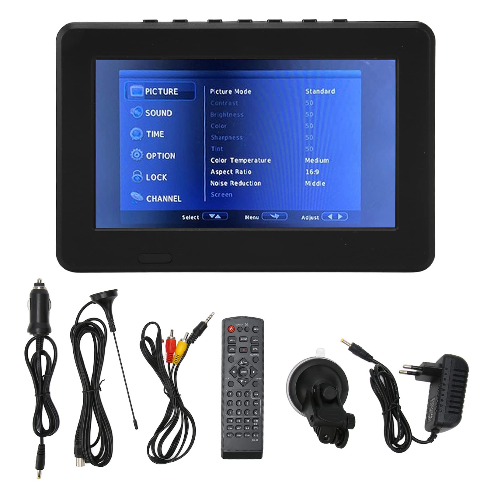 Pantalla Portátil Digital LED de 7 Pulgadas para Automóvil 1080P - TV con Batería Recargable, Puerto USB, AV y Función de Grabación PVR