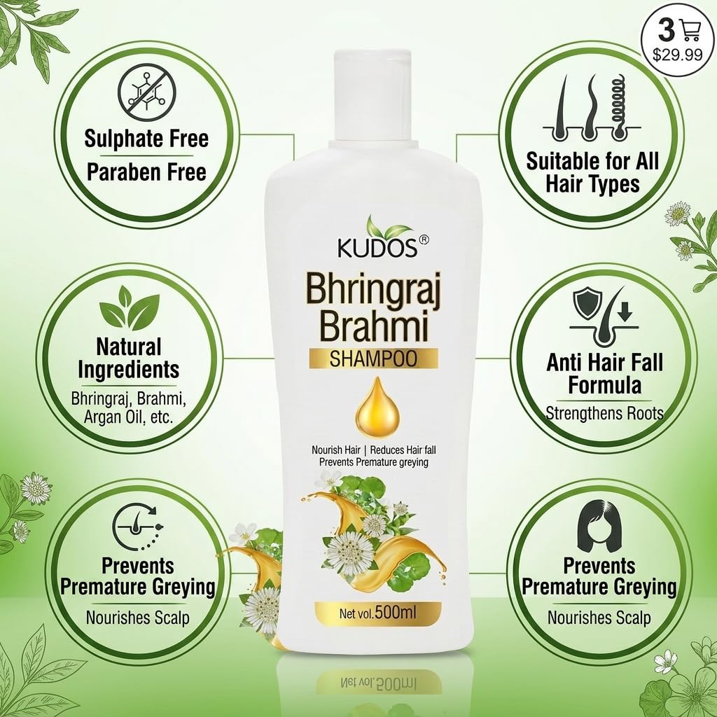 Bhringraj & Brahmi Shampoo 500ml For Men & Women 2