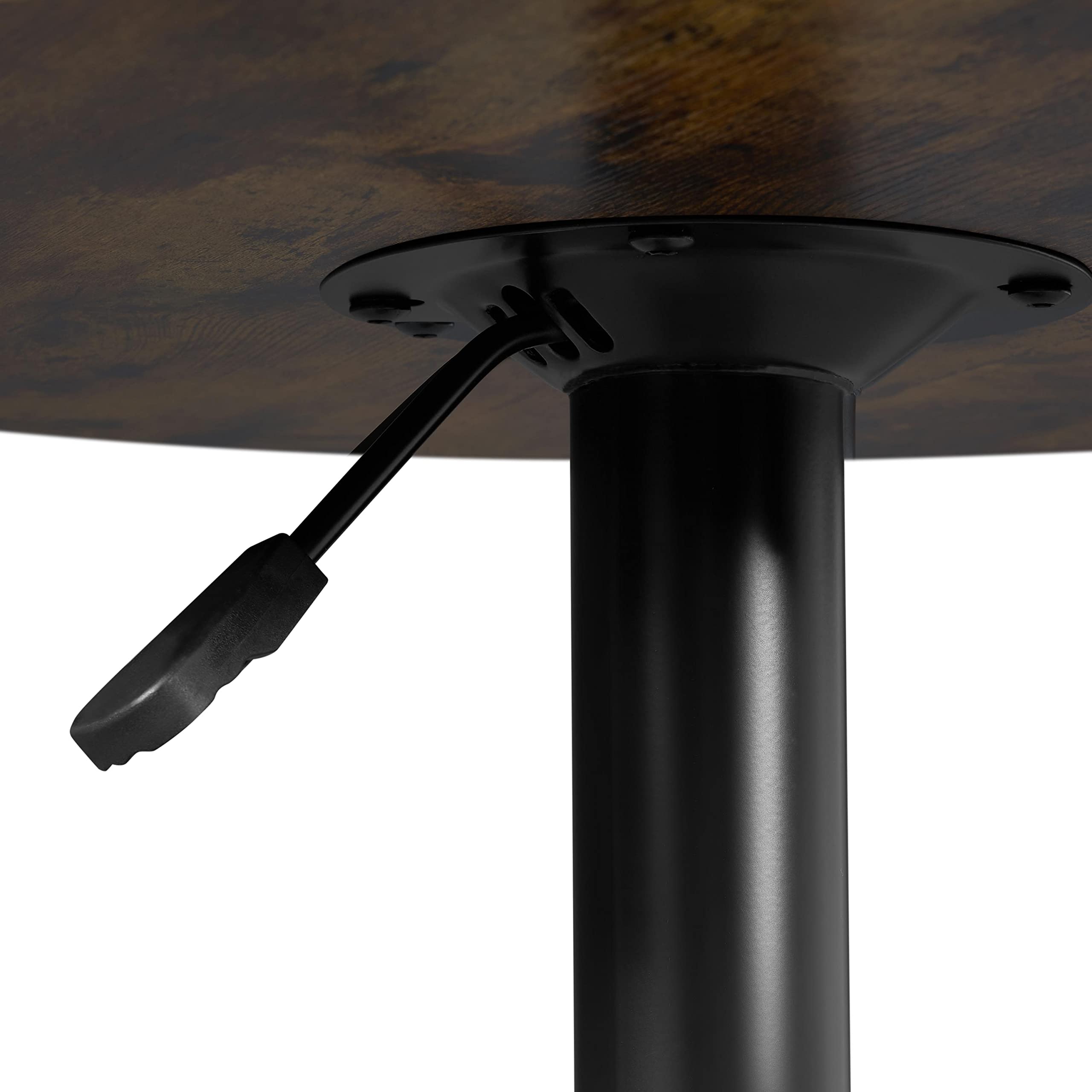 Yaheetech Table de Bar Ronde Haute Cuisine Mange-Debout avec Plateau en Bois MDF Réglable en Hauteur Pivotante à 360° pour Bistro Salon Salle à Manger Terrasse Café Brun Rustique