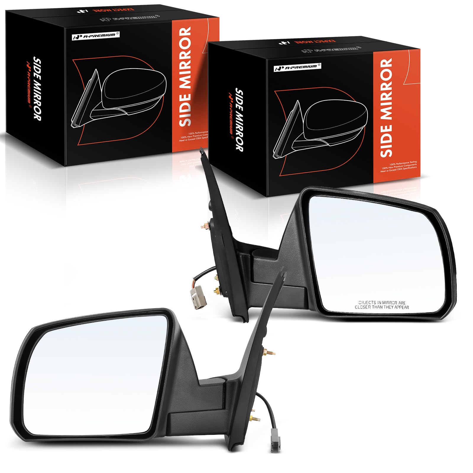 Photo 1 of A-Premium Pair (2) Driver and Passenger Side Power Door Mirror - Compatible with Toyota Tundra 2007-2013 - Heated Manual Folding Black Outside Rear View Mirror