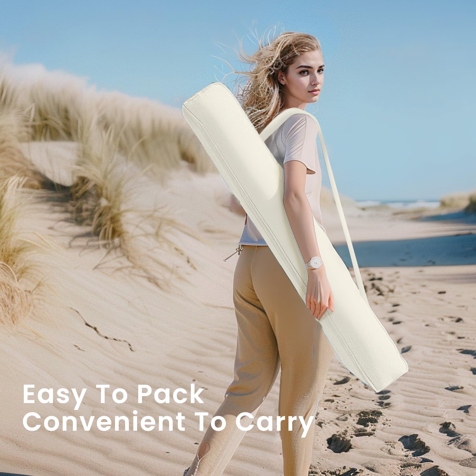 PHI VILLA Ombrellone da spiaggia con ancoraggio a sabbia, 2 m, con borsa per il trasporto, resistente ombrellone da patio con palo inclinabile per giardino, piscina, cortile