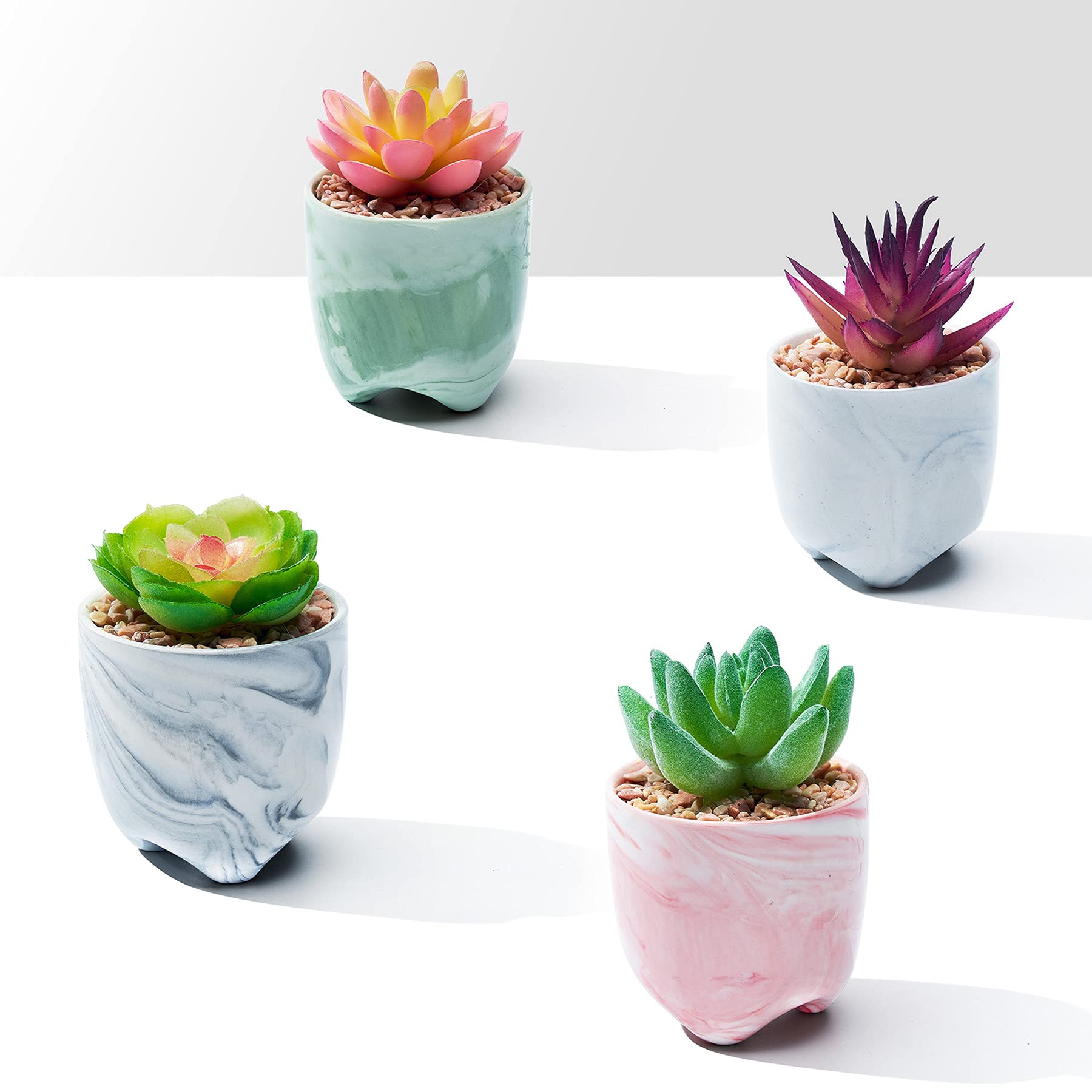 ZENIDA Succulent Artificial Plants,Cute Fake Succulents In White