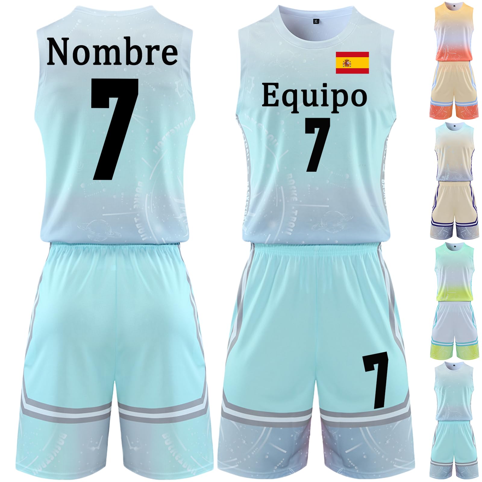 Equipación Baloncesto Personalizadas para Niños y Hombre, Camisetas de Baloncesto y Shorts de Baloncesto Personalizados con tu Nombre, Número y Equipo