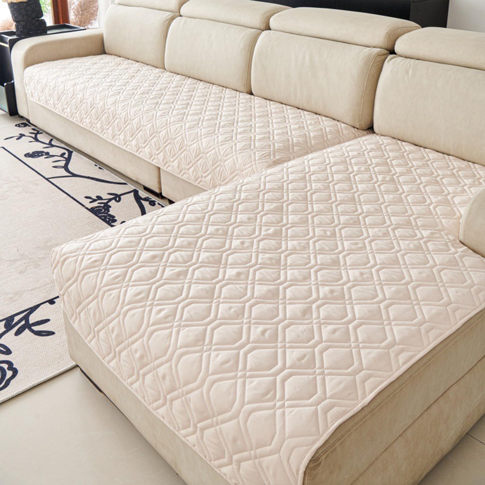 Housse de canapé imperméable lavable moderne kaki pour angle en L