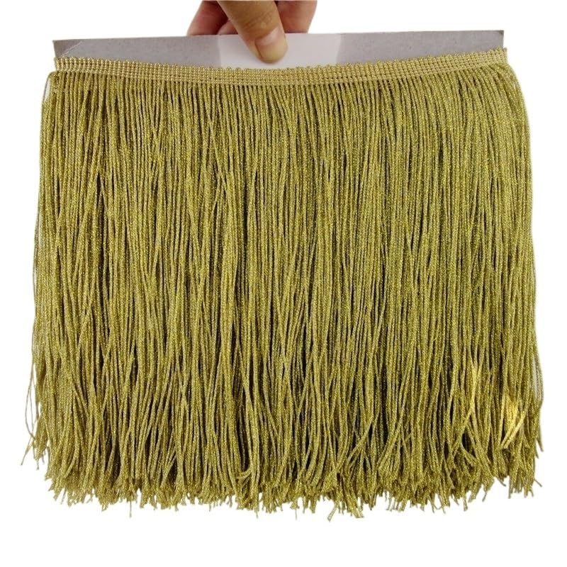 Szeroka koronka z frędzlami, Multicolor Polyester Lace Fringe Trim 15-30cm(Gold,15cm)