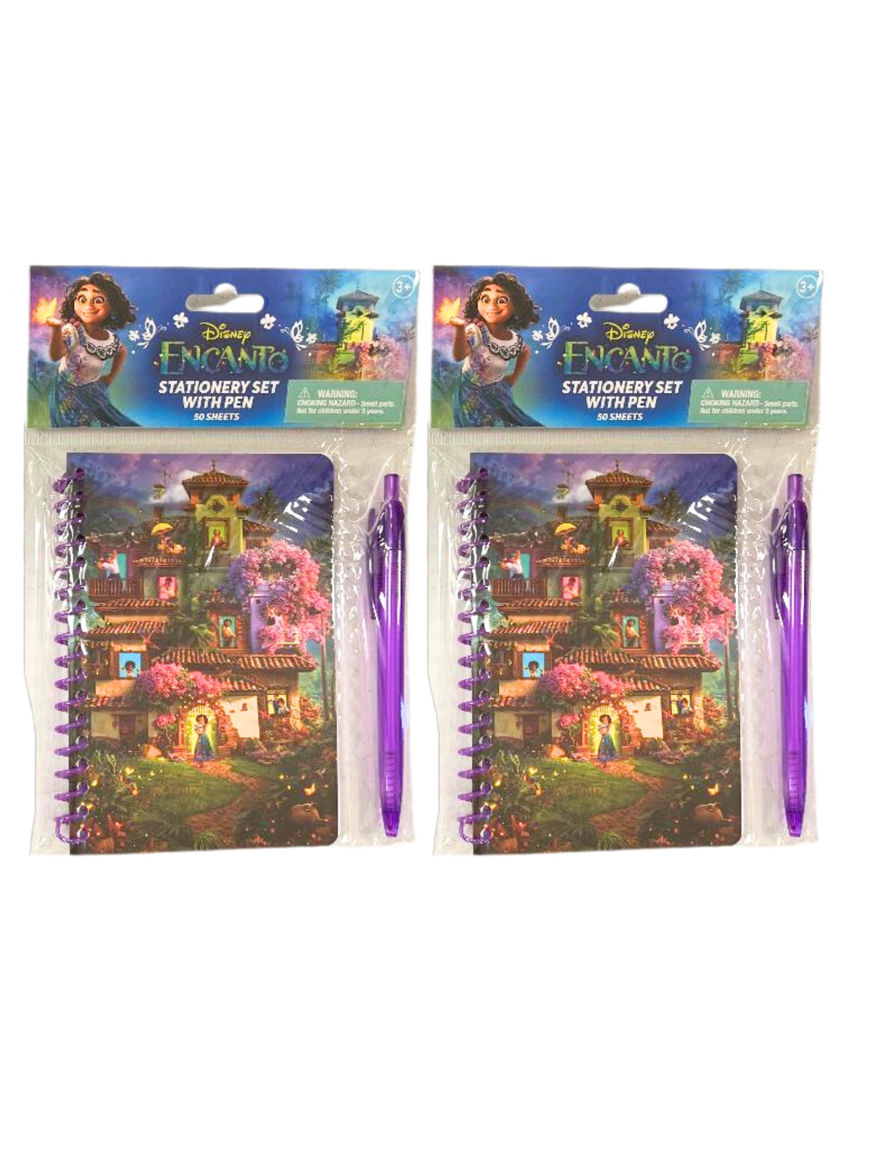 Disney Pixar Set of 2 Encanto Stationery Sets - Includes 2 Mini Miniature Spiral Notebooks Notepads Journals and 2 Pens (50 Sheets Per Notebook)