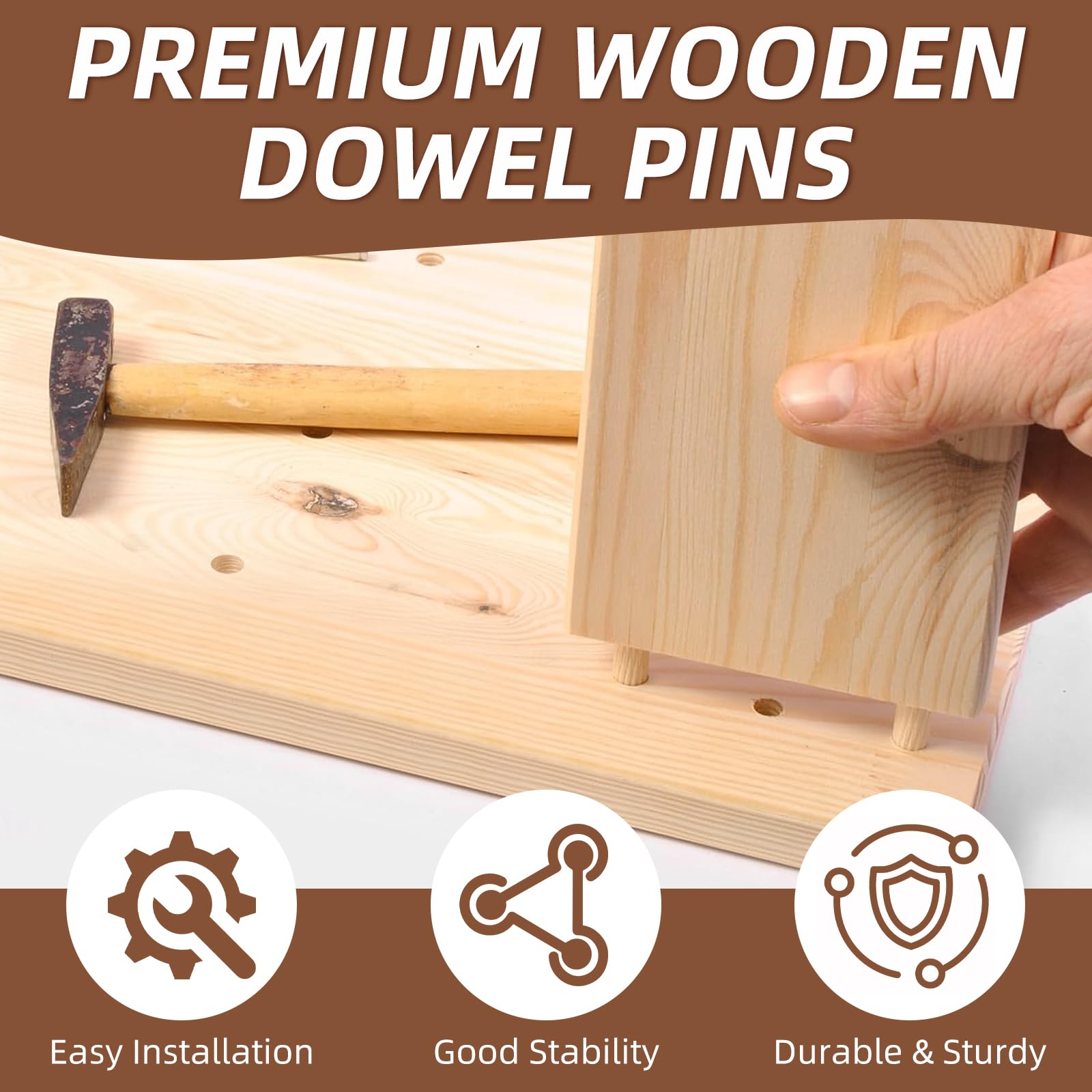200 Pz Tasselli Legno Conici Scanalati, Spine per Legno a Forma di Ago 4mm, per Mobili Riparazioni Fai da Te Lavorazione del Accessori
