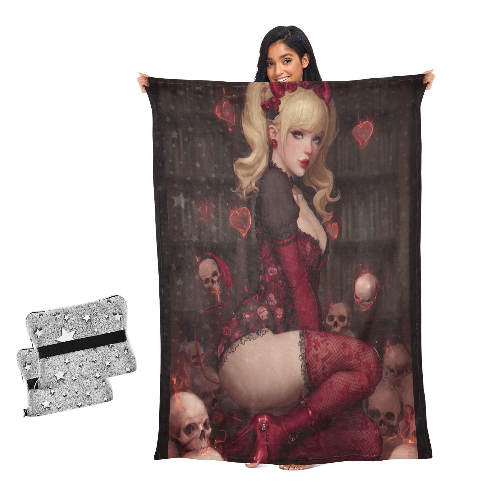 Couverture 3D anime girl plaid skull chaud pour lit et canapé