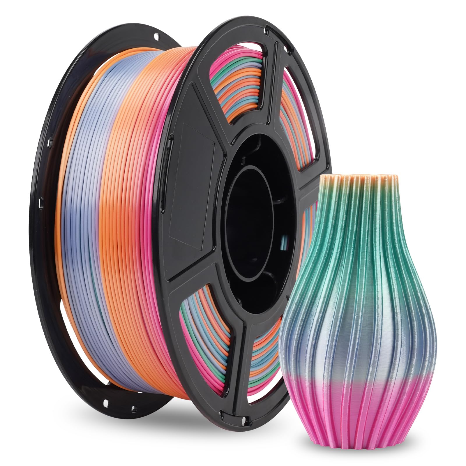 FLASHFORGE Filamento per stampante 3D in PLA di seta, caramella arcobaleno multicolore Filamento PLA, filamento di seta PLA a cambio rapido di colore per la maggior parte delle stampanti FDM,1kg