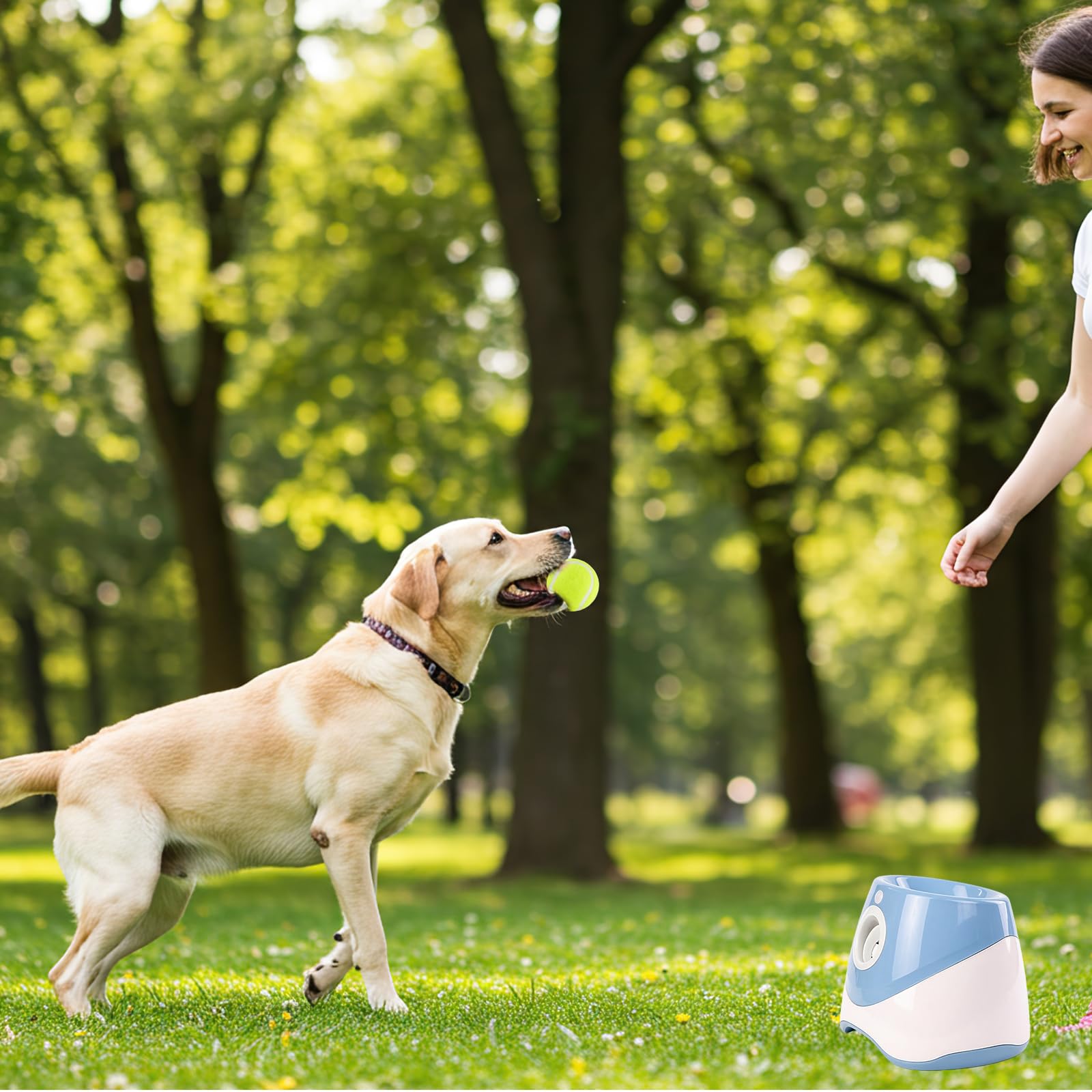 Máquina de lanzamiento de bolas para perros, máquina de bolas para perros con 6 pelotas de tenis, máquina interactiva con 3 niveles de distancia, lanzador automático de bolas para perros