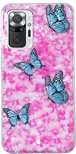 Funda antiarañazos a prueba de golpes brillante para Xiaomi Redmi Note 10 Pro-7. Patrón de concha de mariposa