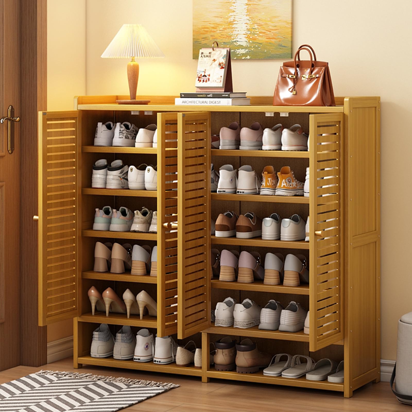 JOIHGA Shoe Storage Cabinet for Entryway, 36-40 Pairs Large Capacity Shoe Cabinet with Shutter Door, Freestangding Shoe Rack Organizer with Adjustable