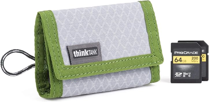 Think Tank Secure Pixel Pocket Rocket Mini Folding Wallet for 4 CFast or 4 CF Express Type B Memory Cards Highland Green