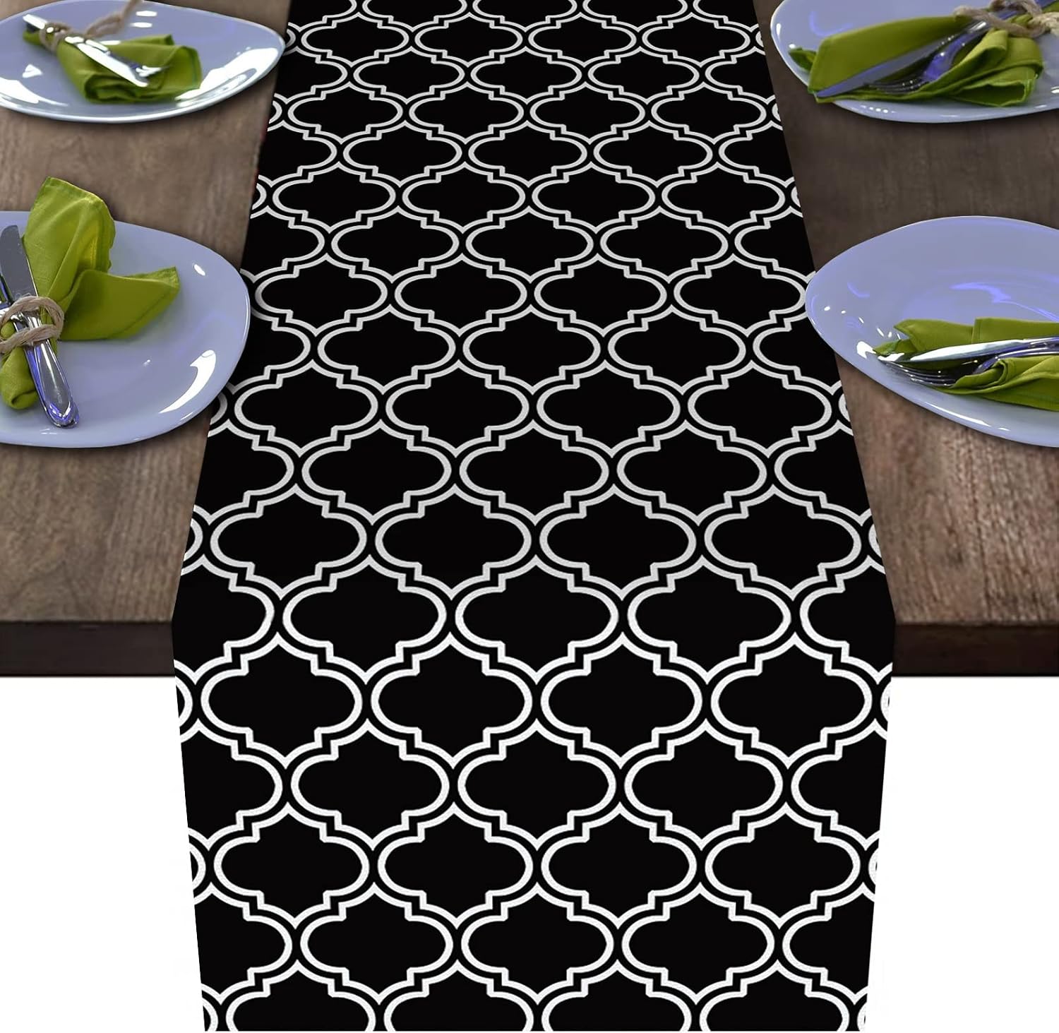 Table Runner Black & White Table Runners Buffalo Plaid Decor for Home Farmhouse Dinner Party Holiday 13 x 70 Inch Long Polyester