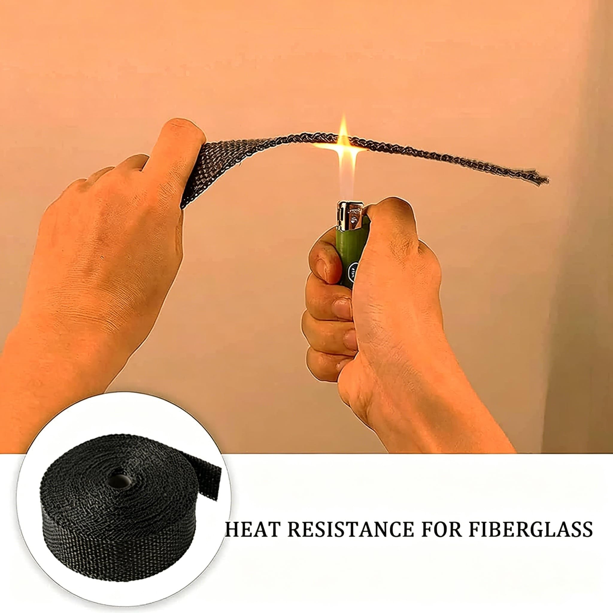 Arspark - Nastro isolante termico in fibra di vetro, 30 m, con 24 fascette in acciaio inox, isolamento termico, per auto e moto, collettore di scarico, camino, stufe a legna e stufe da campeggio