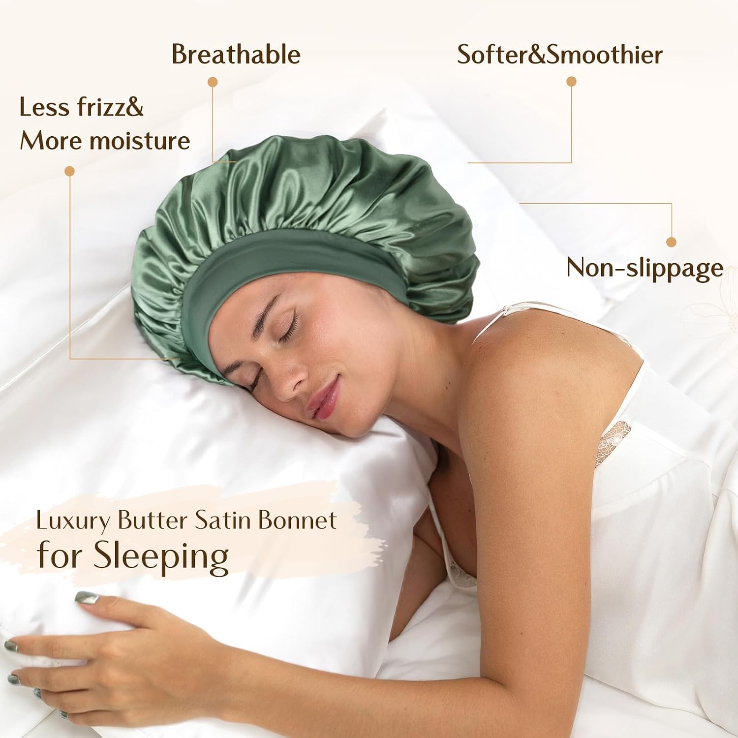 YANIBEST Silk Bonnet for Sleeping Women Double Layer and Heatless Hair Curler to Sleep in
