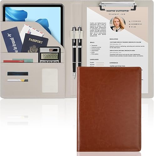 Carpeta portapapeles Padfolio, carpeta organizadora de cartera, todo en uno con tarjetero de visita, ideal para entrevistas, currículums y