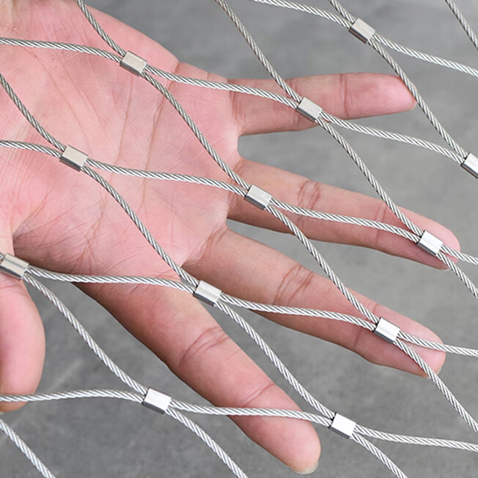 Alambre Espino Galvanizado Red de cuerda de acero inoxidable 304, valla decorativa de límites cortable, malla de seguridad antirrobo y anticaída para jardín de campo de fútbol, espacio entre orificio