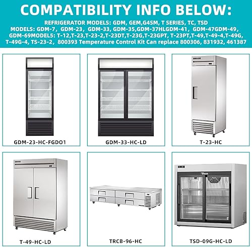 Miniatura 2 de Fuzqq 800393 Kit de control de temperatura compatible con piezas de refrigeradores verdaderos, termostato de congelador, termostato de refrigerador,