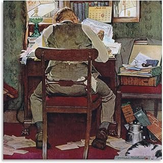 35+ Norman Rockwell Painting on Canvas Income Taxes, 1945 by Norman Rockwell Retro Poster Decorative Painting Canvas Wall Art Living Room Posters Bedroom Painting 16x16inch(40x40cm)