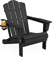 Vista 65 de Juego de sillas Adirondack plegables KINGYES de 2, Silla plegable Adirondack de HDPE para todo clima, Café