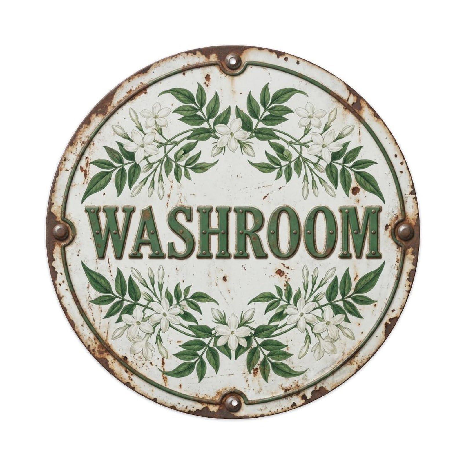 Jasmine Flower Washroom Botanical Floral Room Label Metal Tin Sign