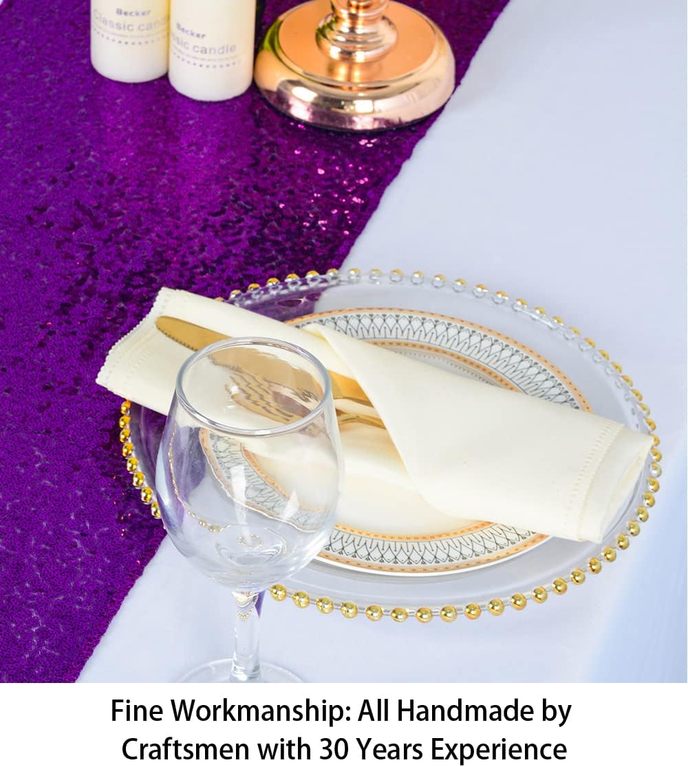 Sequin Table Runner-12x72-Inch Purple Sparkle Table Runner Kitchen Dining Room Table Cover Glitz Sequin Table Cloth/Overlay for Wedding Party Decoration Sparkly Event Table Decor